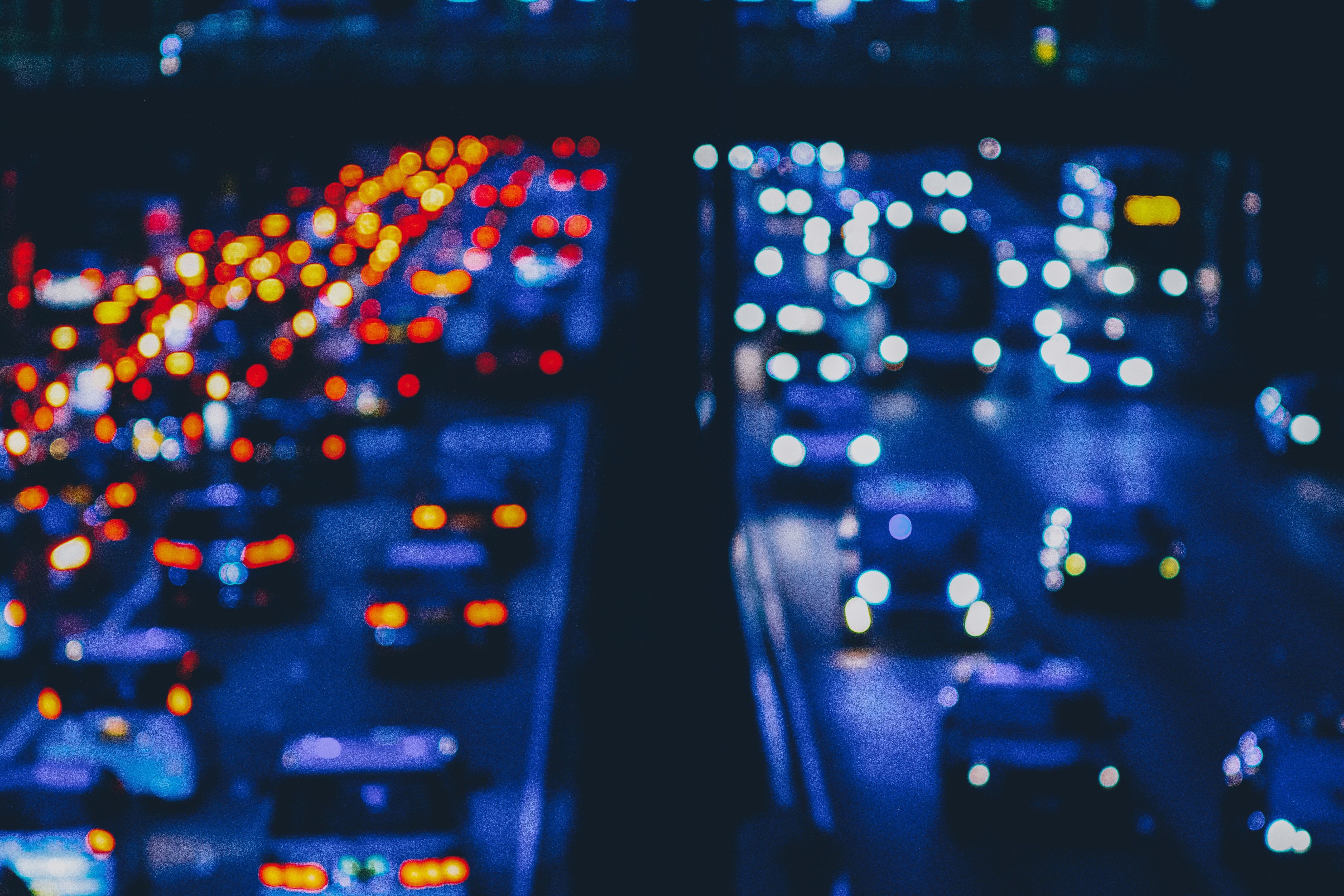 traffic on highway backed up at night