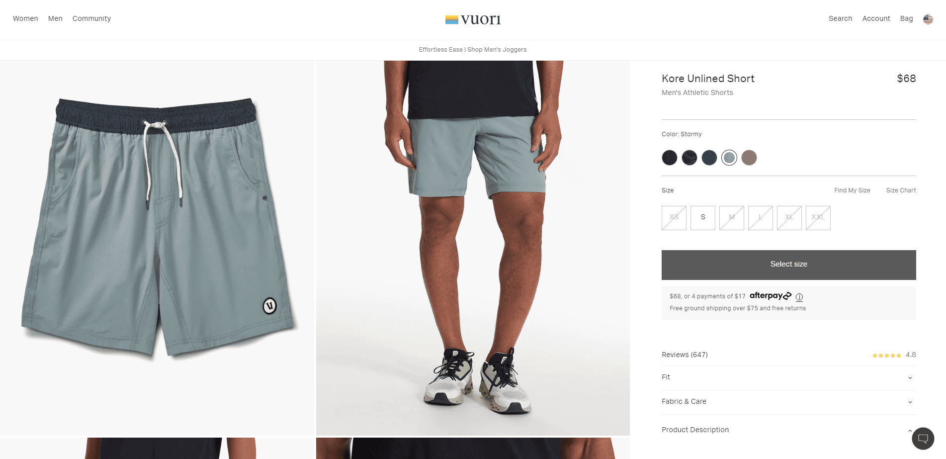 Vuori Product Page Example