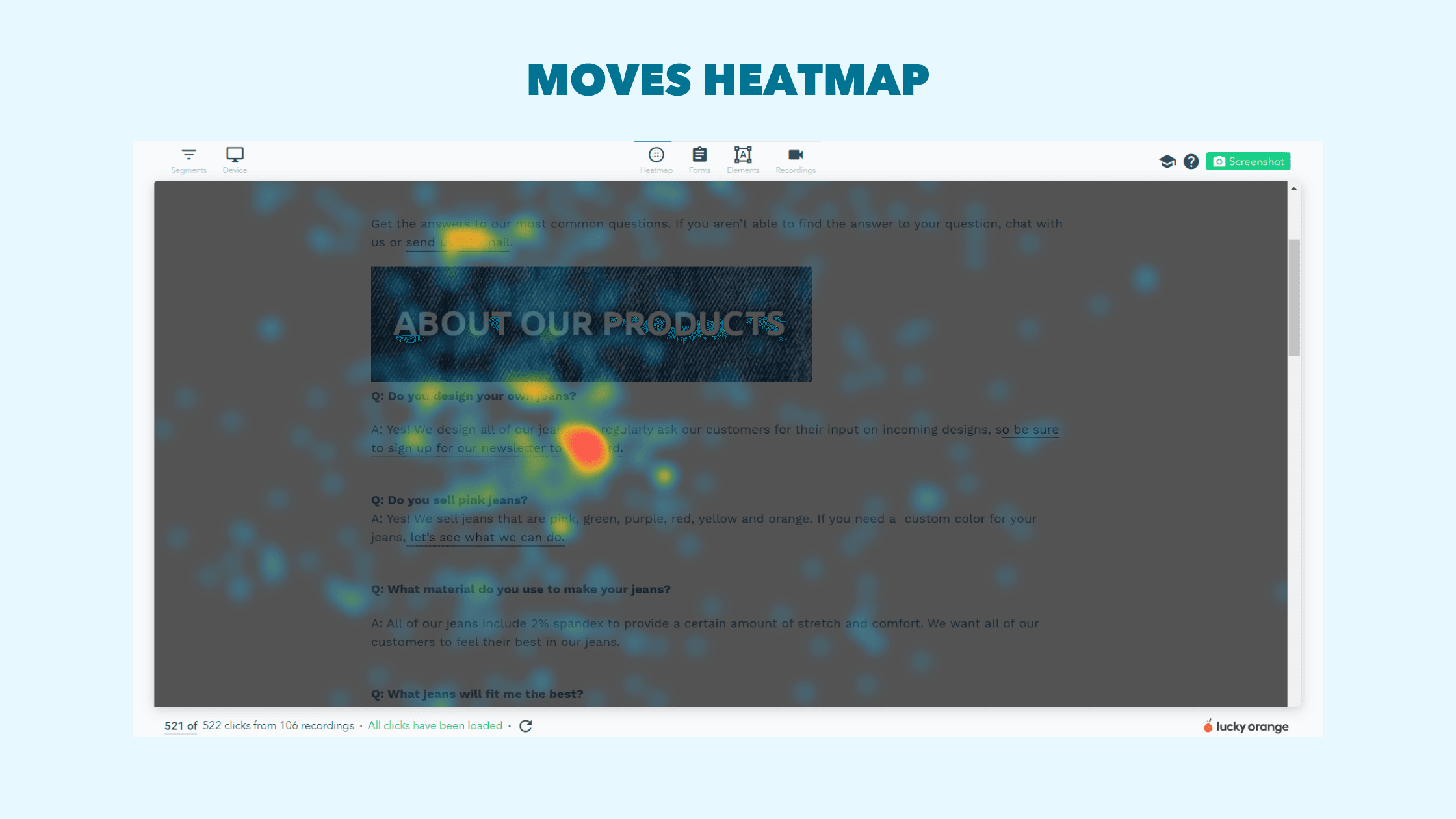 Lucky Orange Moves Heatmap