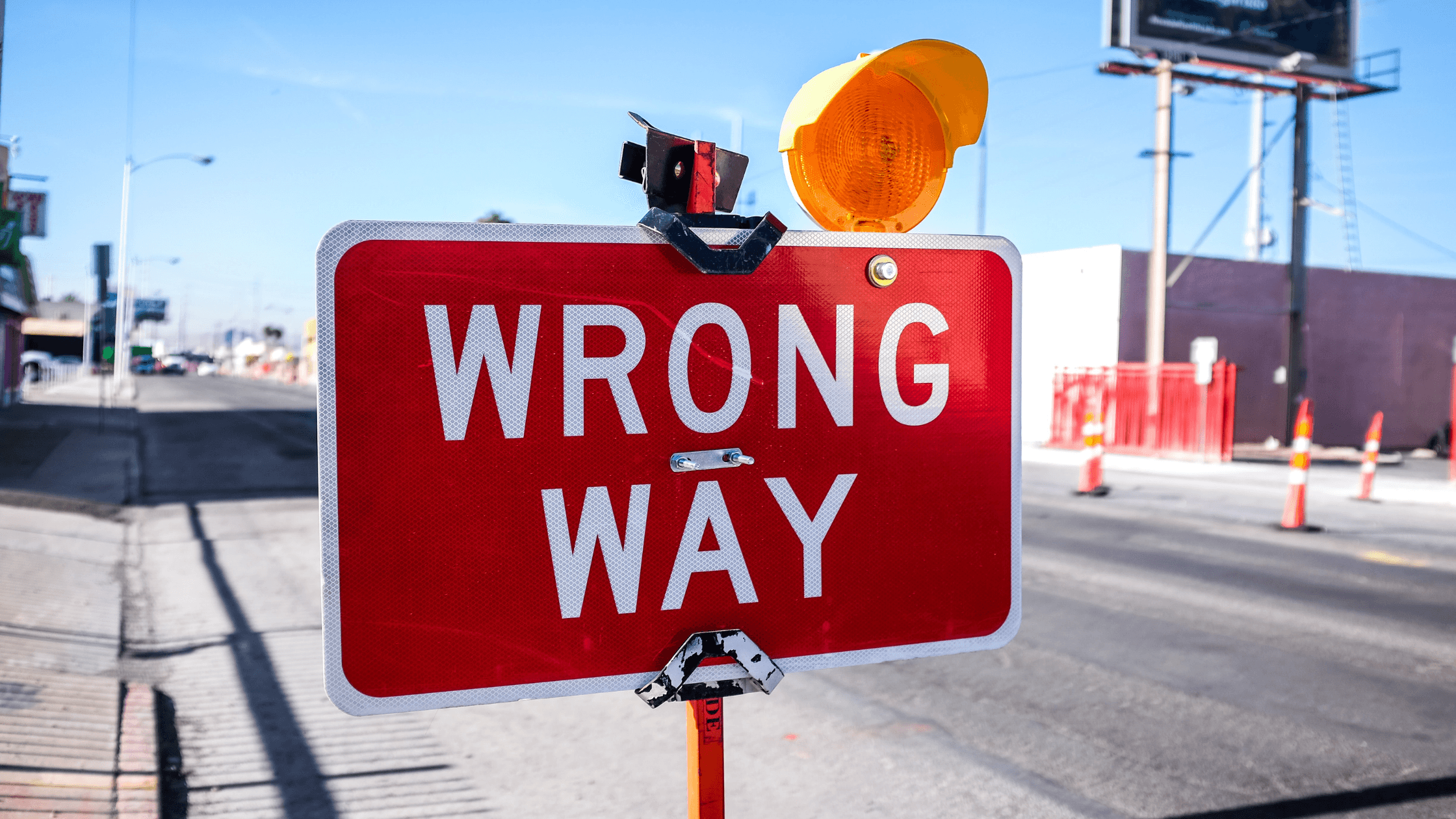 wrong way construction sign