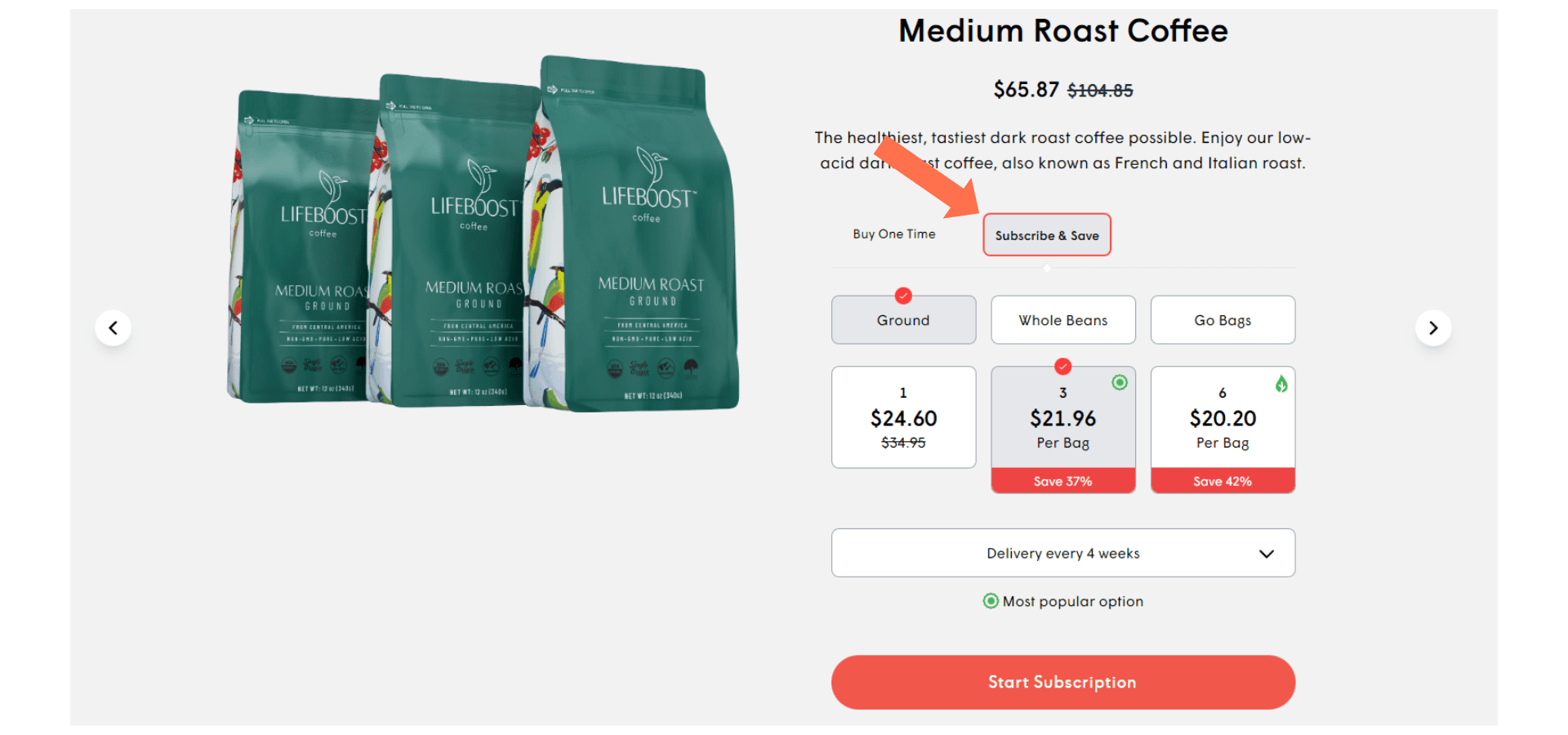 subscription discount D2C coffee