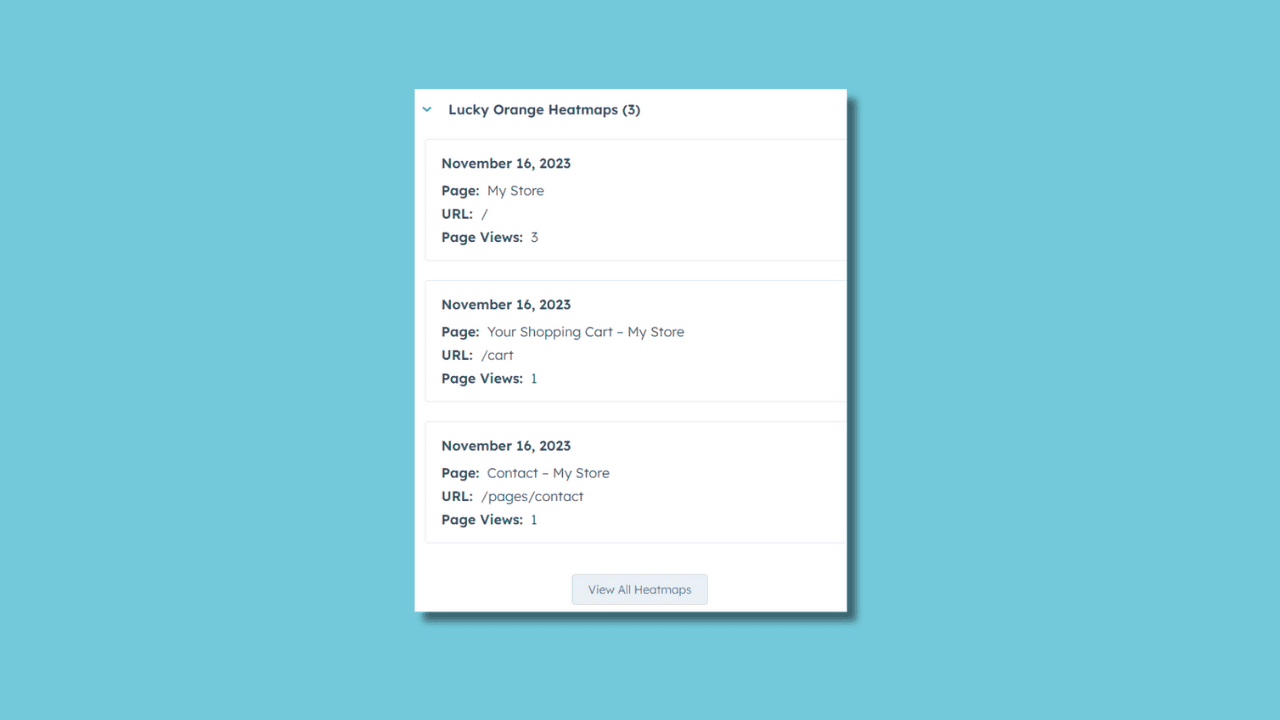 HubSpot CRM Card Example