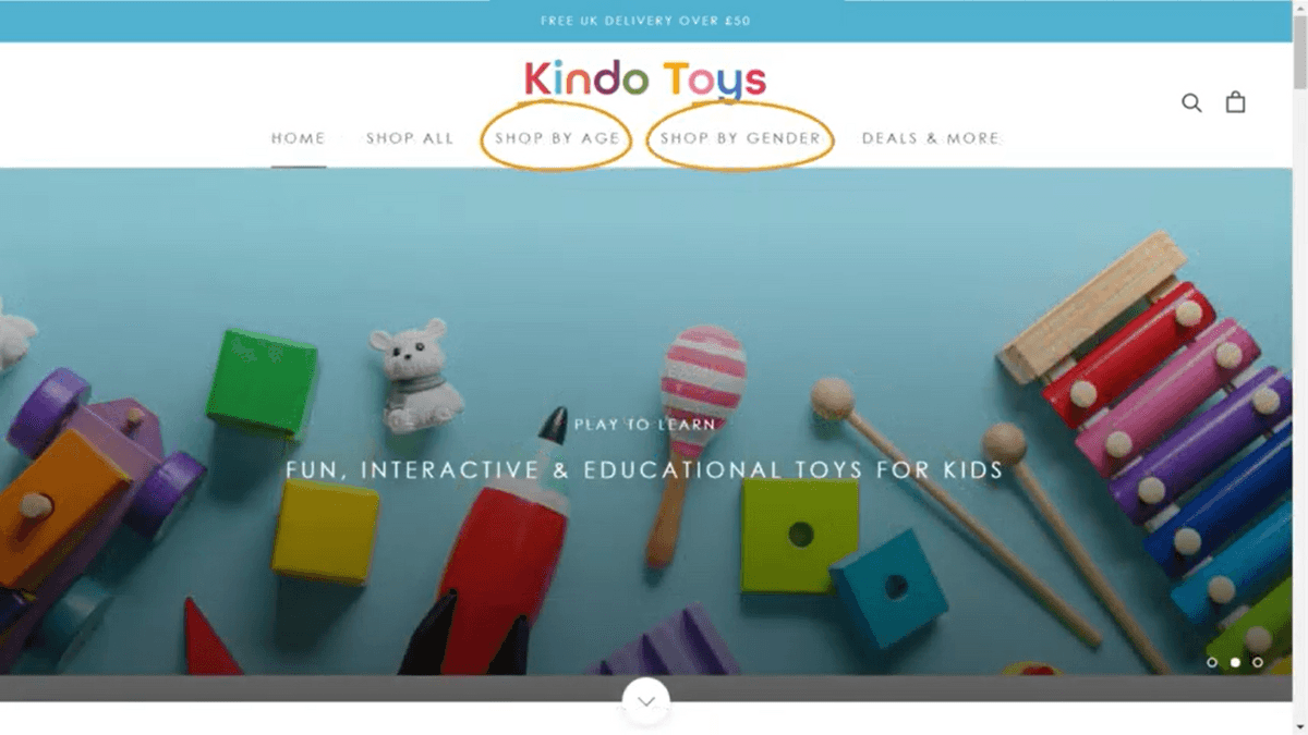 kindo toys top nav simplified