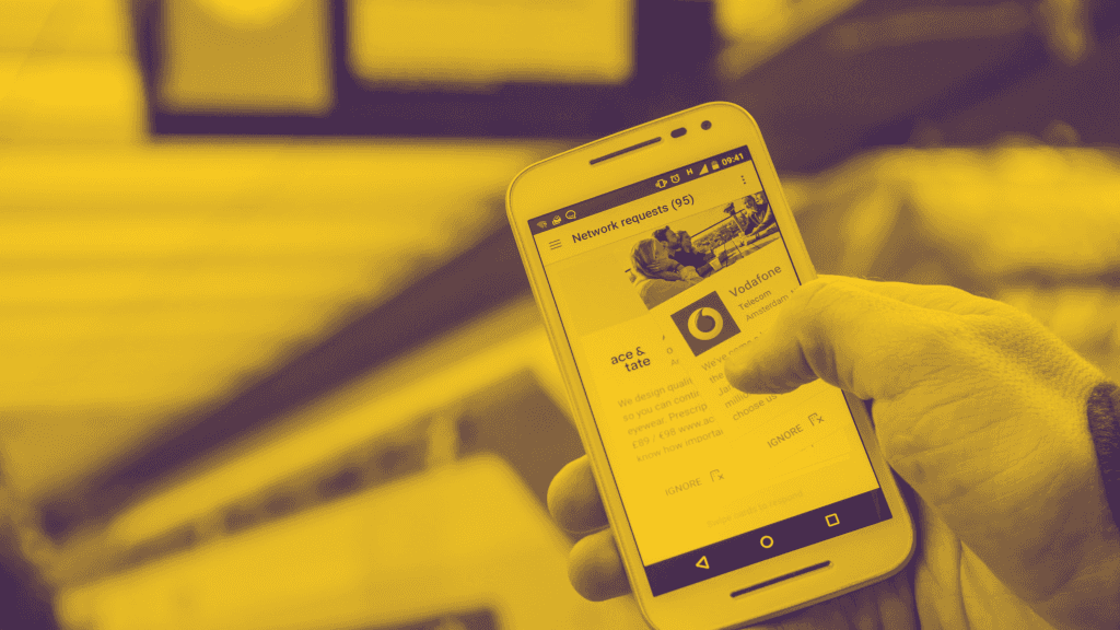 mobile phone swiping yellow filter