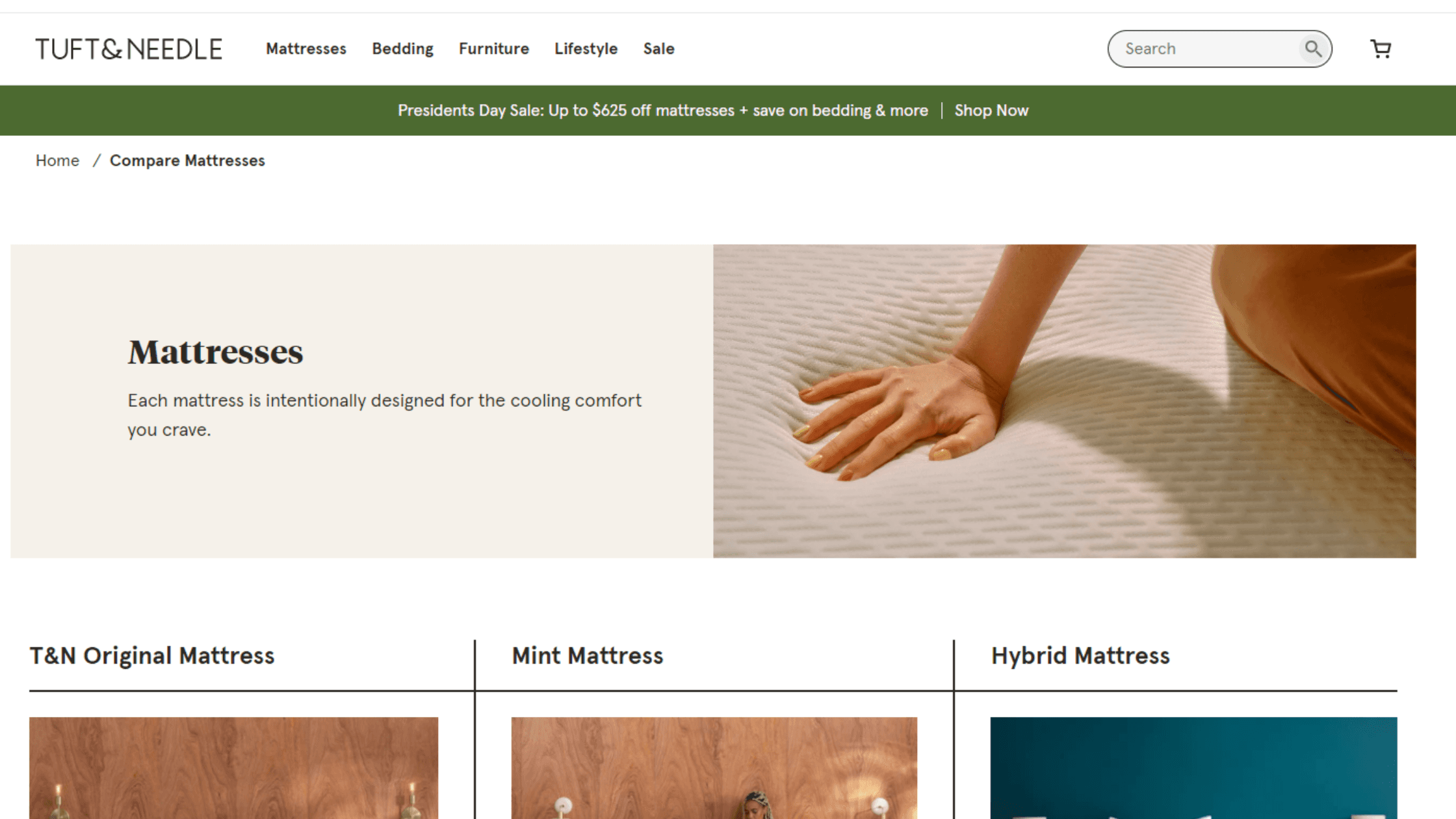 Tuft & Needle Landing Page Design