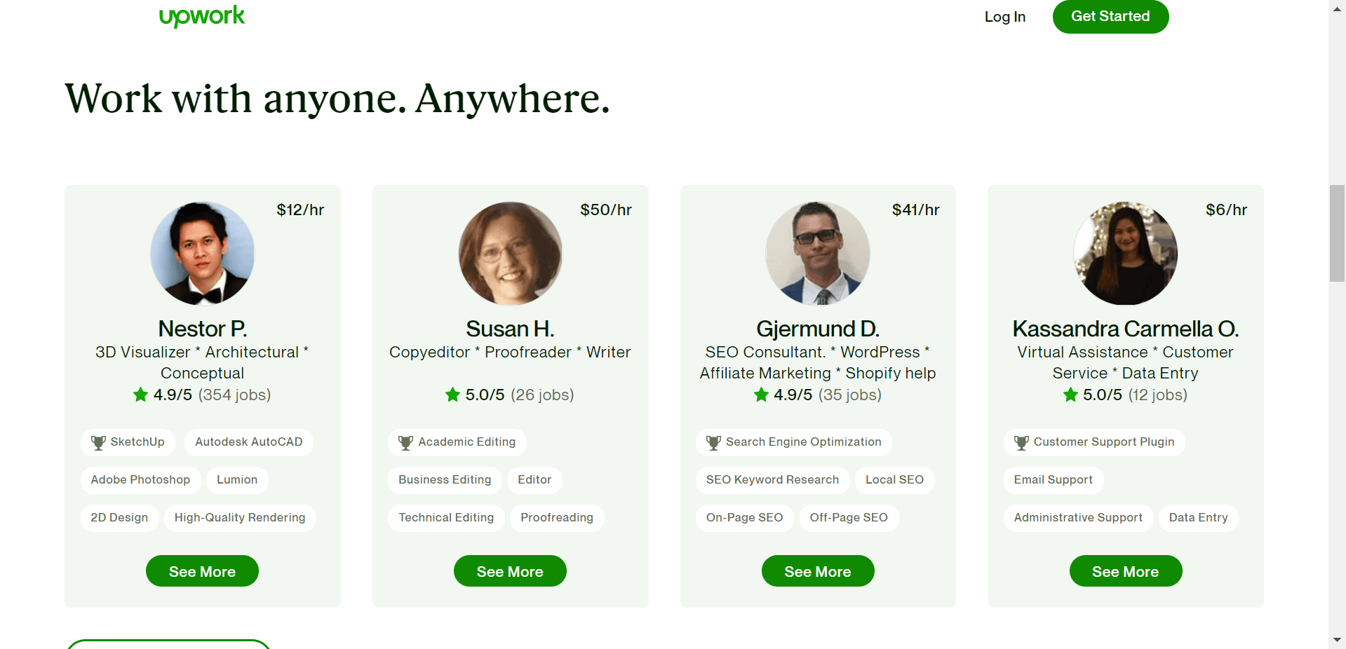 Upwork View Freelancer Profiles