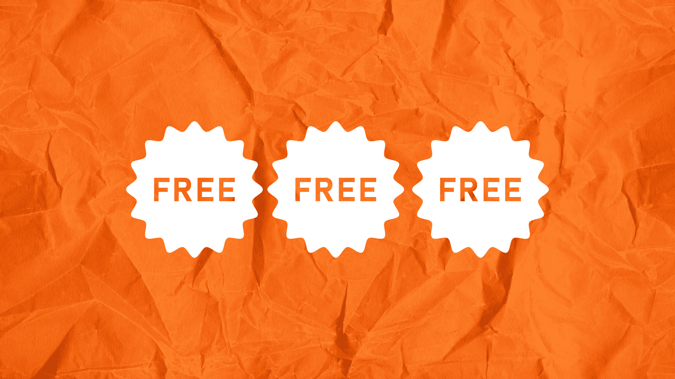 FREE badges on orange background
