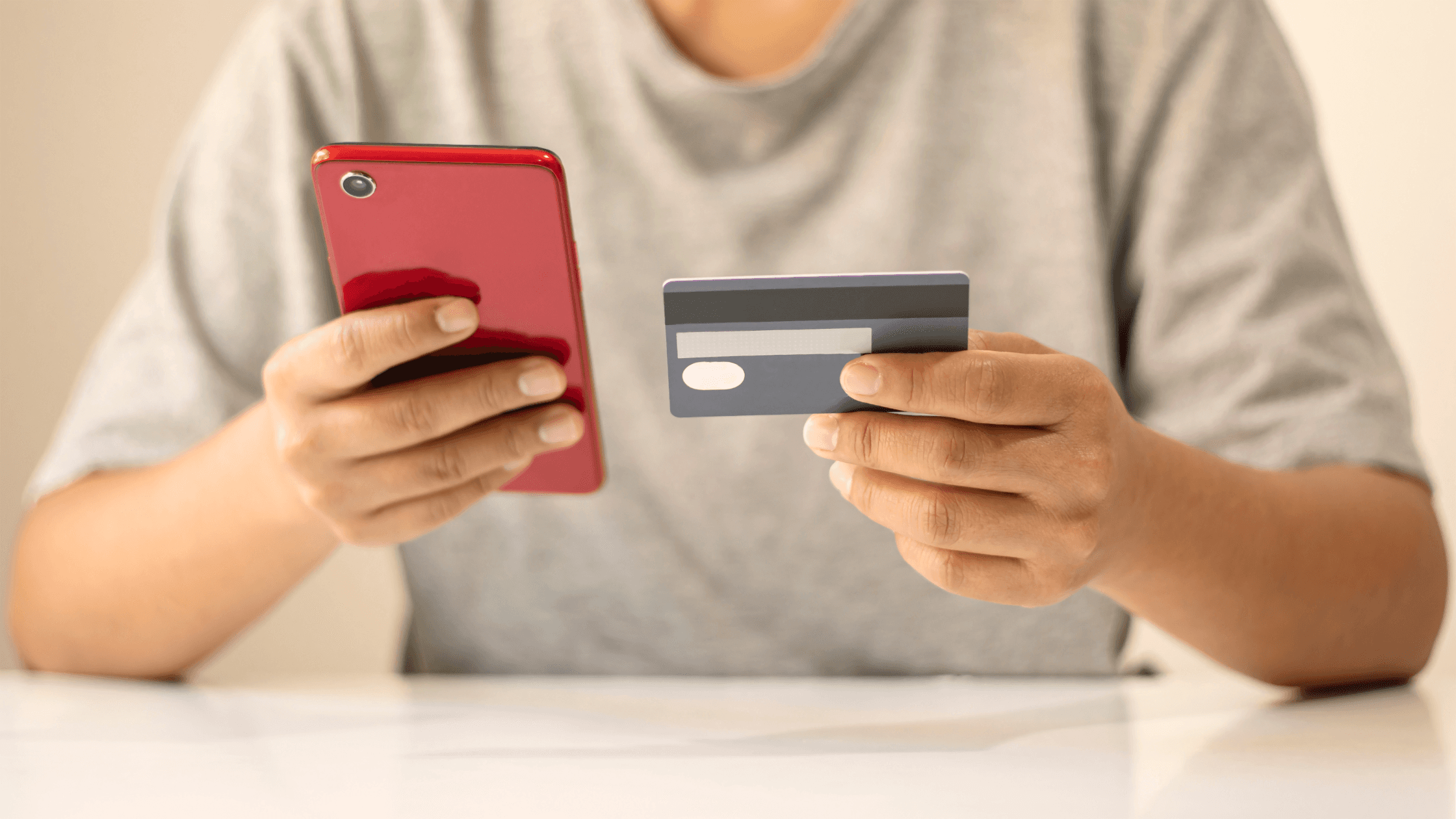 typing credit card information into mobile phone