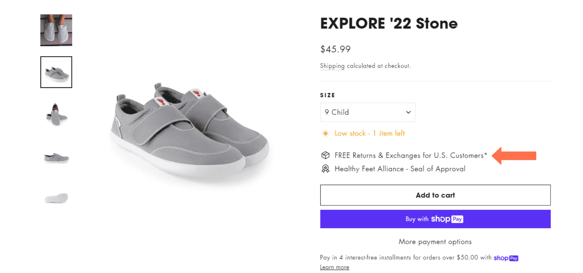 clear return policy product page