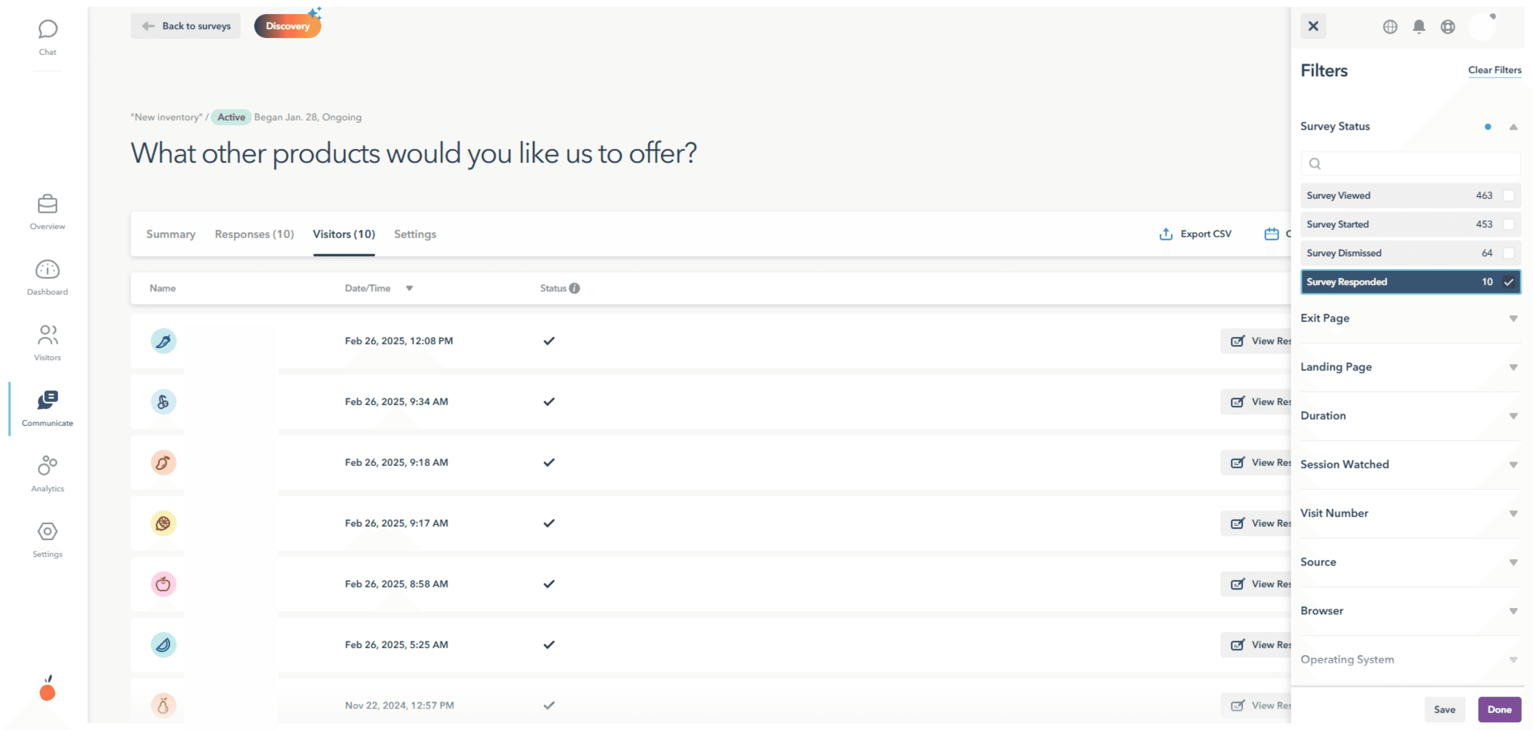 Lucky Orange Surveys Export CSV